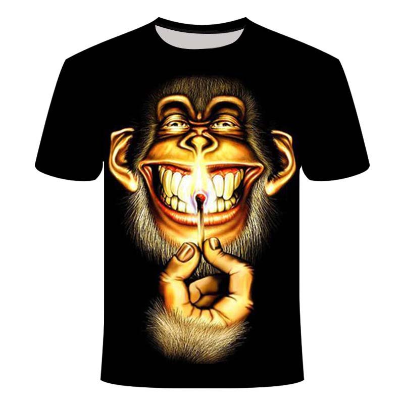 3D Fashion Funny Monkey Graphic T Shirts Summer Casual Animal Pattern Men's T-shirt New Hip Hop Print Short Sleeve T-shirts Tops