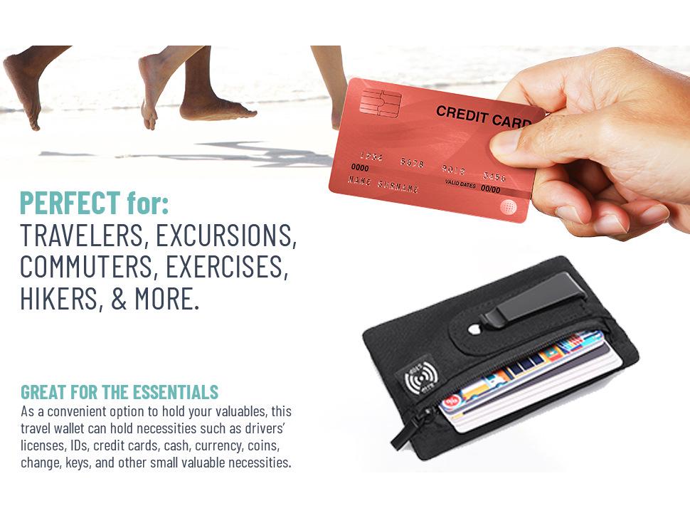 RFID Защитная поясная сумка от краж: Скрытый кошелек для монет и держатель для карт для путешествий на открытом воздухе