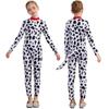 Kids Unisex Dalmatian Costume Long Sleeve Bodysuit 3D Tail Puppy Jumpsuit Halloween Party Wear