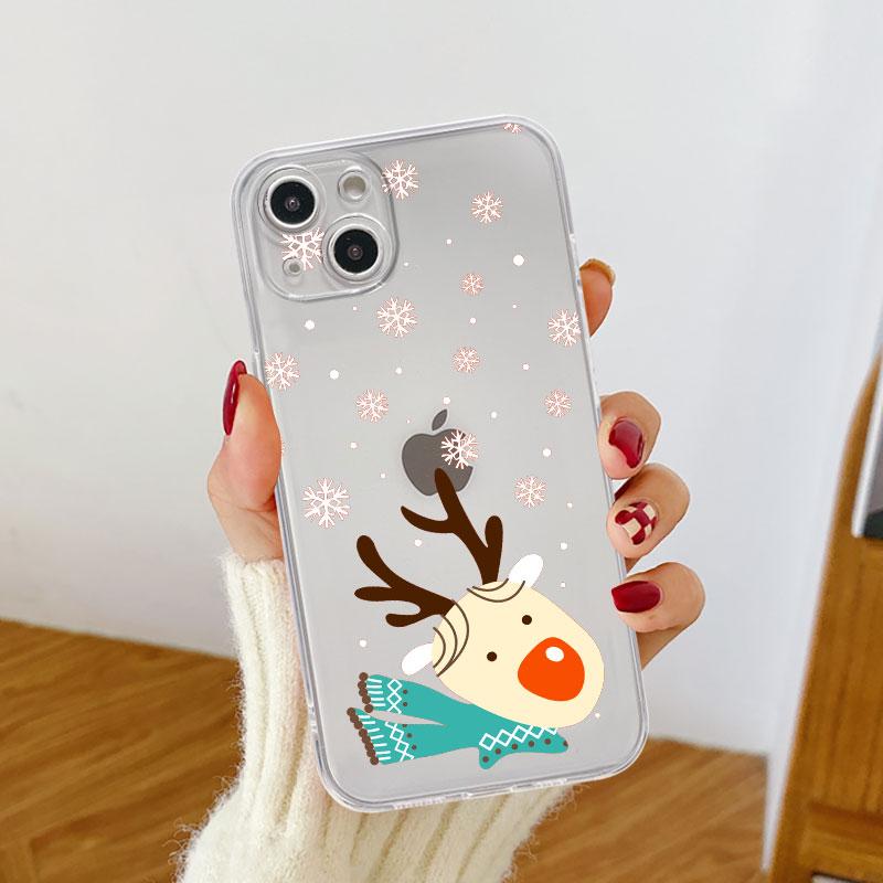 Прозрачный чехол для Apple iPhone 14 11 13 12 Pro 7 8 Plus XR X XS Max 6 6S 13Pro, силиконовый чехол для телефона, милая мультяшная кукла, Рождество