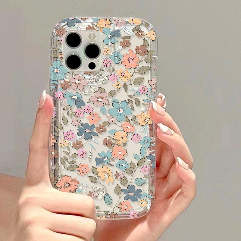Мягкий чехол для телефона TPU Flower для iPhone 13 Fundas iPhone 11 14 15 12 Pro Max XR 7 8 Plus X Xs SE 13promax прозрачные чехлы
