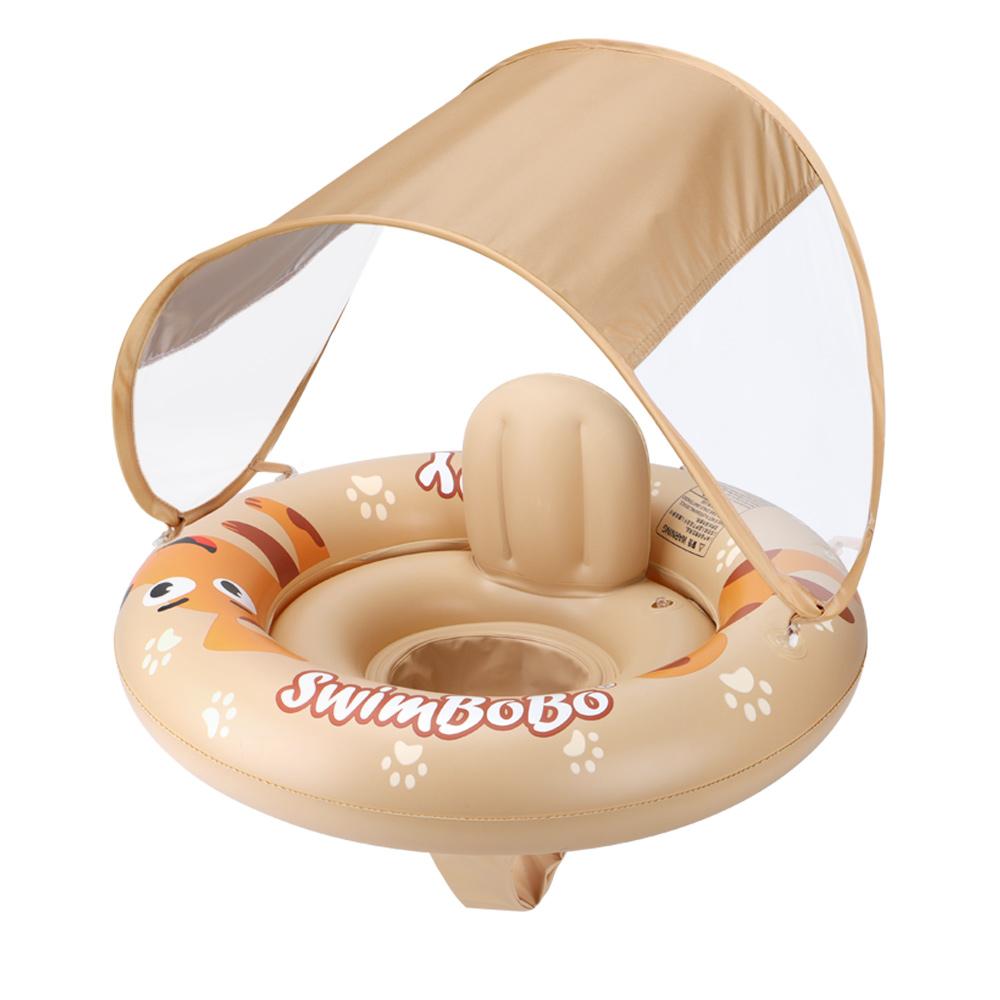 Swimbobo New Kids Inflatable Cute Puppy Swimming PVC Seat Boat Floating Water Toy Baby Swim Rings Pool Float Rings With Canopy