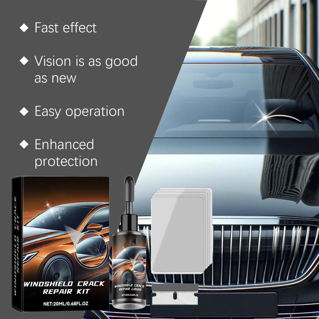 Windshield Chip Repair Kit High-Density Resin Glass Crack Repair Liquid for Bullseye Star Cracks Needle-Free DIY Auto Glass Repair Solution