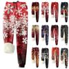 Женские модные рождественские спортивные свободные утолщенные теплые флисовые брюки с принтом