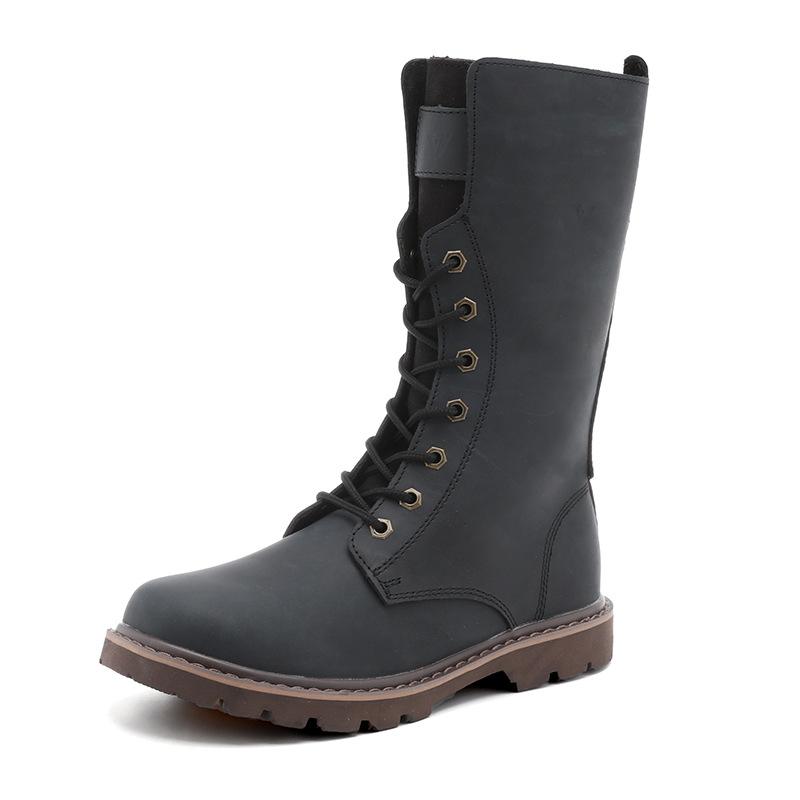 Кожаные ковбойские сапоги Ботинки из коровьей кожи Высокие монгольские сапоги для верховой езды Уличные локомотивные сапоги Ботинки на шнуровке Ботинки Martin в стиле ретро