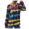 Women's Fashion Wave Printed Striped Drawstring Hooded Casual Sweatshirt Top