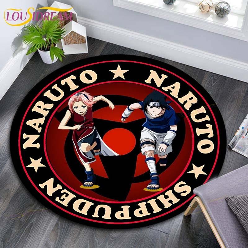 Круглые коврики с рисунком Наруто, геометрические противоскользящие напольные коврики для гостиной, декор для комнаты, домашние коврики, коврик для игр в стиле Наруто, детский коврик