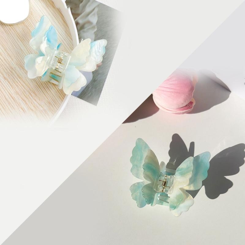 Изысканный двойной зажим-коготь в виде бабочки для женщин Современный инструмент для укладки волос Дополняет различные прически