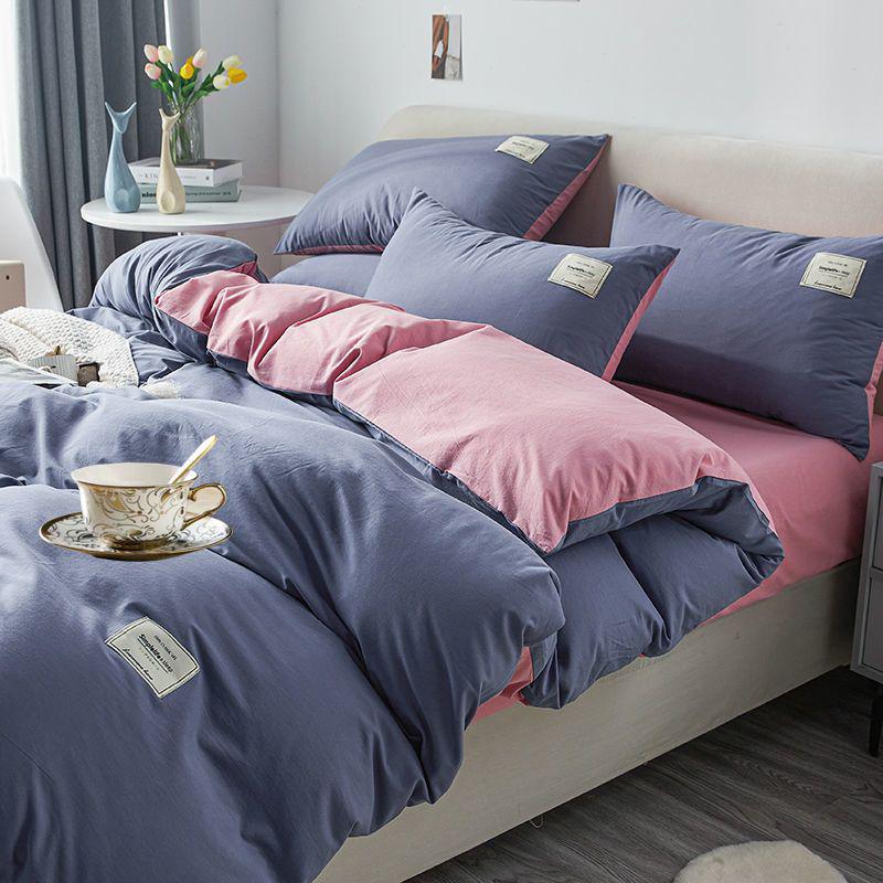 Пододеяльник G5Z однотонный из стираного хлопка, приятный для кожи, доступен в односпальном и двуспальном размерах с наволочкой для студентов