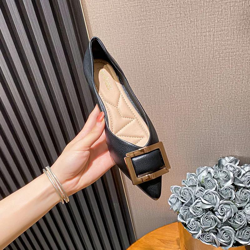 Flat Shoes for Women's Summer French Style Single Shoes 2024 New Soft Leather Fashion Casual Hot Selling Large Women's Shoes 43