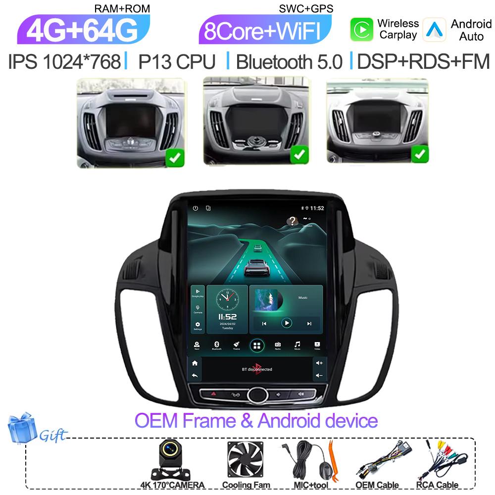 Pdzh2 9,7-дюймовый автомобильный Android Auto для Ford KUGA C-max Escape 2013 - 2015 Мультимедийный плеер Стерео Навигация GPS Головное устройство Сенсорный экран