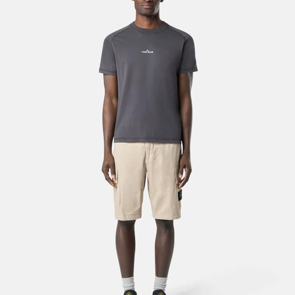 STONE ISLAND Ss25 Светоотражающий логотип Футболка с круглым вырезом и коротким рукавом Мужские футболки Угольный K1S152100020-V0065