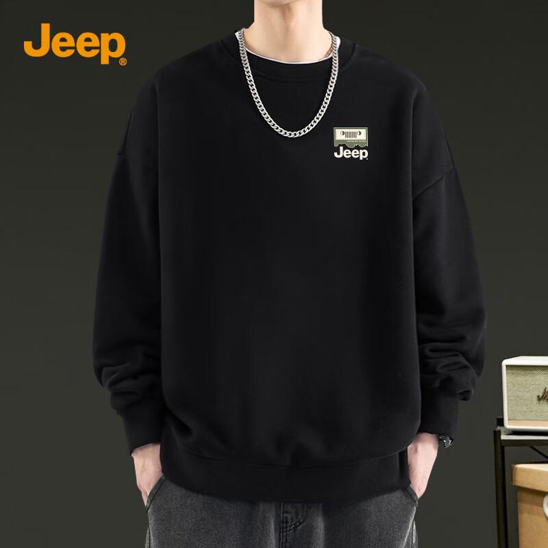JEEP Men's Loose Fit Heavyweight Round Neck Sweatshirt