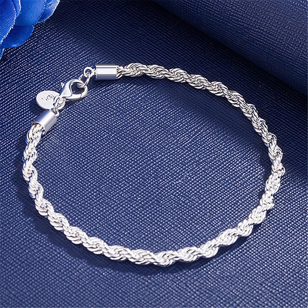 Sale Fine 18k Gold Sterling 4MM Chain Bracelets for Men Charm Women Lady Boy Wedding Party 20cm 8in