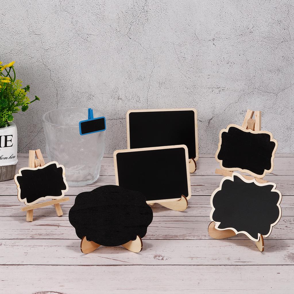 18 Pack Mini Chalkboard Signs Black Small Blackboard Labels With Stand Wooden Square For Food Buffets Wedding Party
