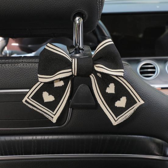 1/2Pcs Car Headrest Hooks Purse Bag Hangers Universal Easy Installation Cute Bow Design Storage Hooks Auto Interior Decor