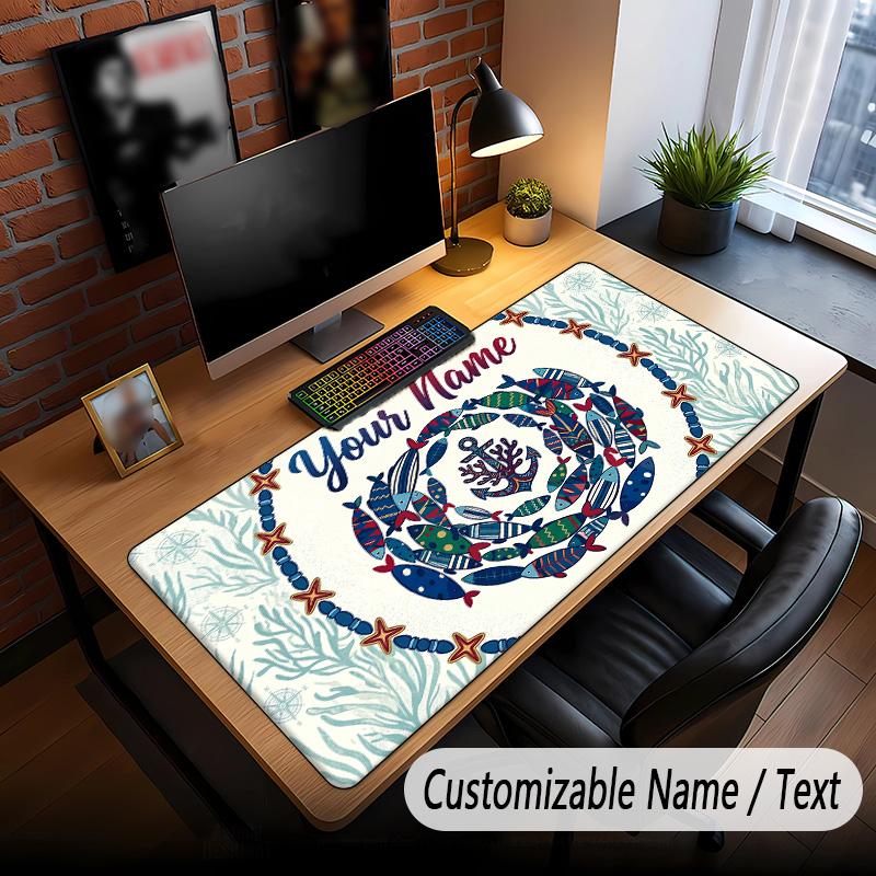 Fish Ocean Theme Custom Mouse Pad Personalized With Name Text Customized Desk Mat For Office Home Decor