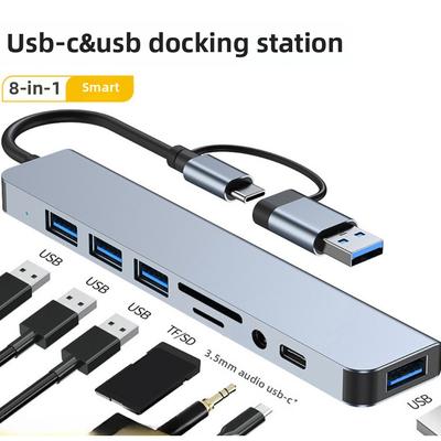 8 в 1 USB C Hub с TF SD Card Reader PD Port для ноутбука Type C Dock