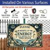 2D Flat 1pc Aluminum Sign Please Be Mindful of The Energy You Bring Into This Space Retro Spiritual Wall Decor Plaque for Home Office Bedroom