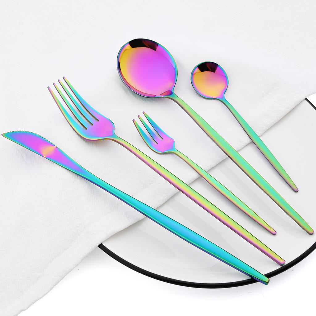 20Pcs Black Dinnerware Tableware Set High Quality Knife Cake Fork Coffee Spoon Flatware Stainless Steel Cutlery Western Kiechen Silverware