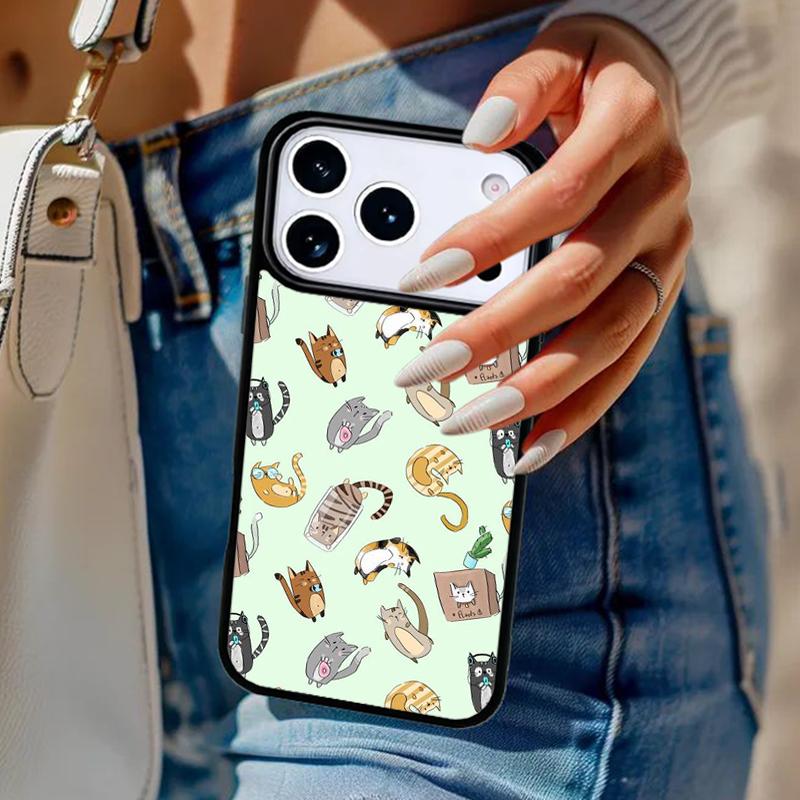 Забавный мультяшный кот Чехол для телефона Для iPhone 17 Air 14 15 13 12 Max Чехол Для Apple 14 15 16 16e 11 Pro Max Plus Coque
