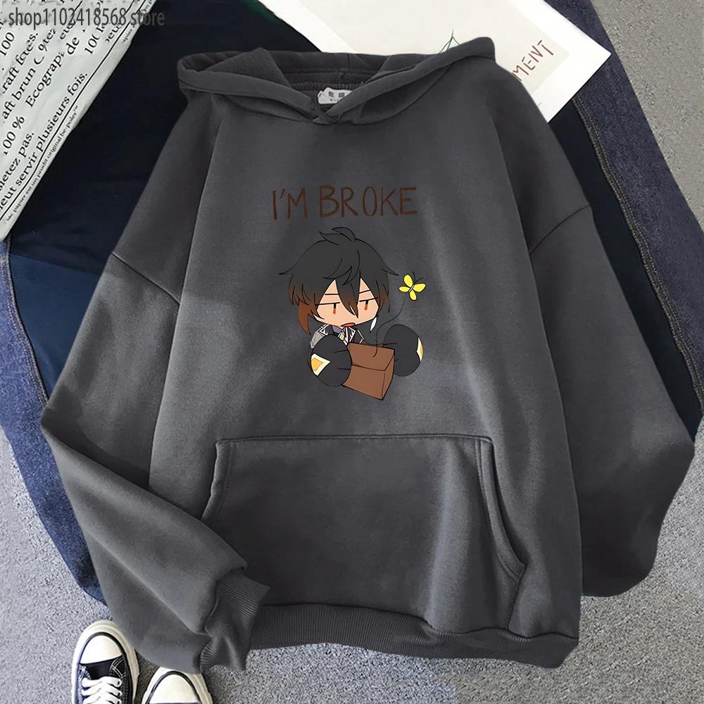 Худи с мемом Чжунли из Genshin Impact для мужчин, готические толстовки с длинным рукавом, милая одежда, свитшот Y2k, топы с круглым вырезом для женщин