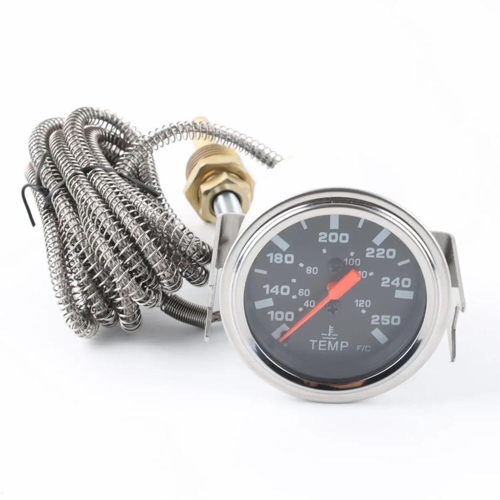 Mechanical Water Temperature Gauge (12V, 2"/52MM) - 40-120℃/100-250℉, Comes with NPT 1/2 Sensor
