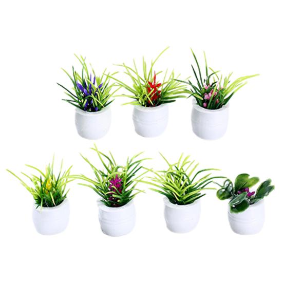 1 Set Potted Plant Statue DIY Weather-resistant PVC Delicate Detail Mini Flower Miniature Home Decor