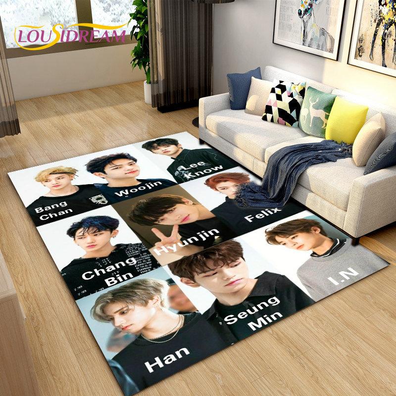 Stray Kids Kpop Singer Area Rug Large,Carpet Rug for Living Room Bedroom Sofa Doormat Decoration, Kids Play Non-slip Floor Mat