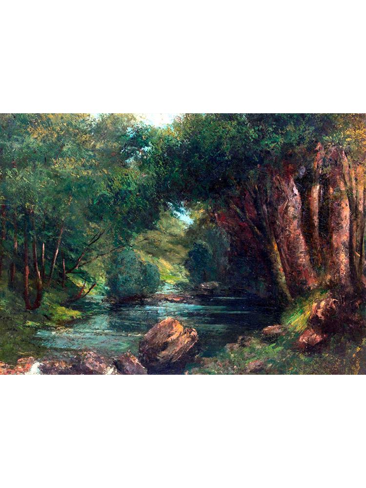 Realism Famous Artist Gustave Courbet River Rocks Forest Landscape Poster Canvas Painting Wall Art for Living Room Home Decor