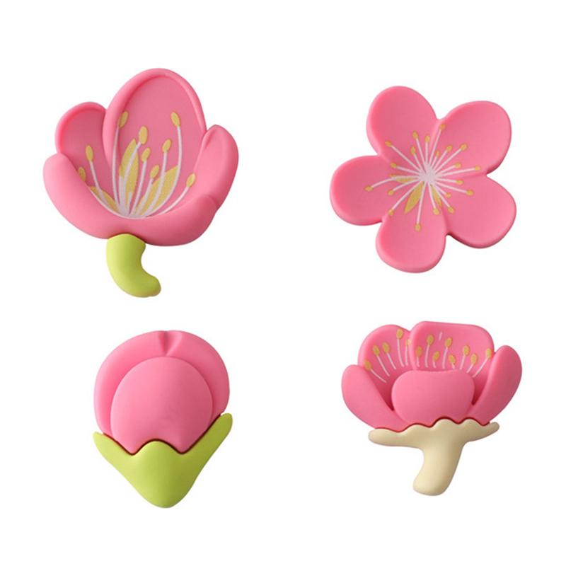 4 Pieces With Creative Fresh Garden Flowers Refrigerator Magnet Cartoon Flower Tulip Resin Decorative Board Magnetic Sticker