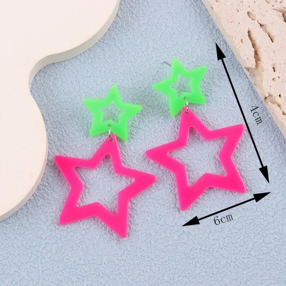 Y2K Star Pendant Earrings Geometric Pentagram Hollow Star Earrings Geometric Earrings Daily Wear