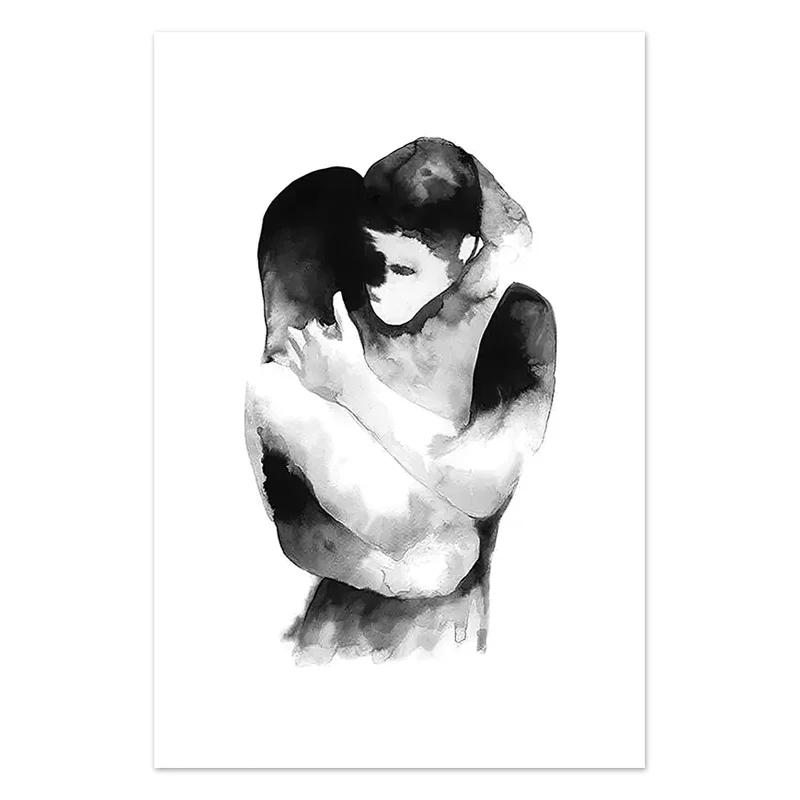 Черно-белая романтическая картина на холсте «Рука в руке» Постер Цитаты о любви Настенный принт Модное изображение Пары Влюбленные Декор комнаты