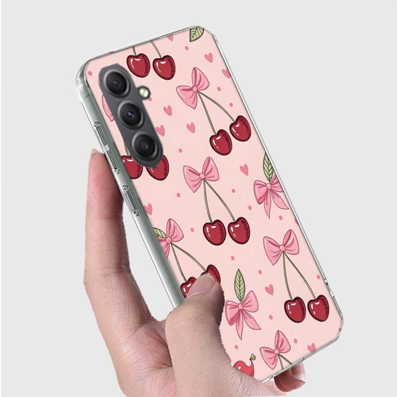 Cherry Bow Phone Case for Samsung A16 A26 A36 A56 A17 A37 A57 A07 A06 A02S A03 A04S A05S Galaxy Note 20 10 A50S A71 A51 A31 A30