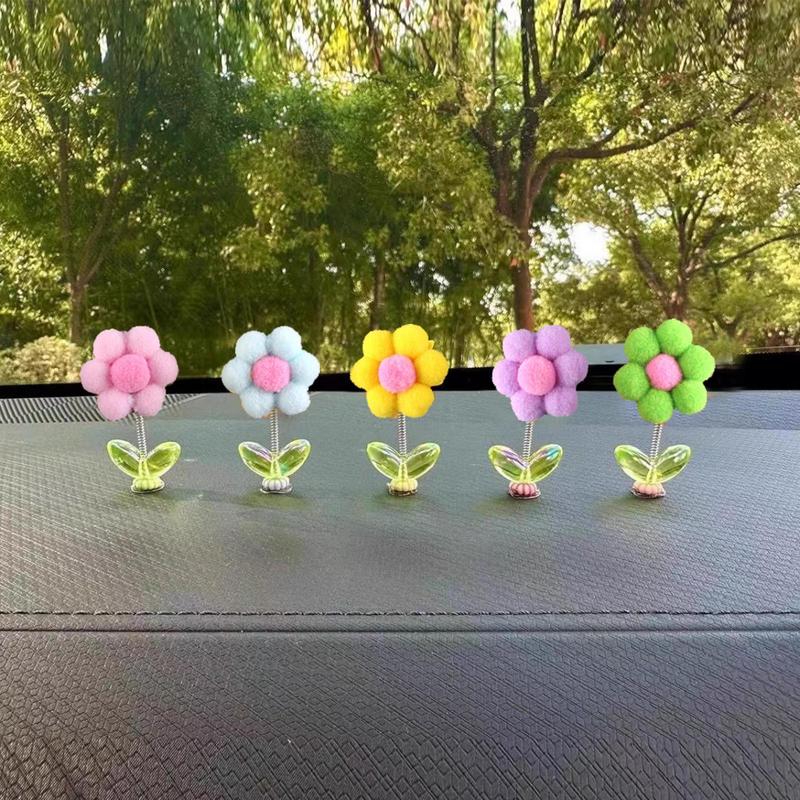 Встряхивающие цветы для приборной панели 5 шт. Декор для приборной панели автомобиля Забавные и милые украшения Плюшевые цветы Украшение автомобиля для женщин и мужчин