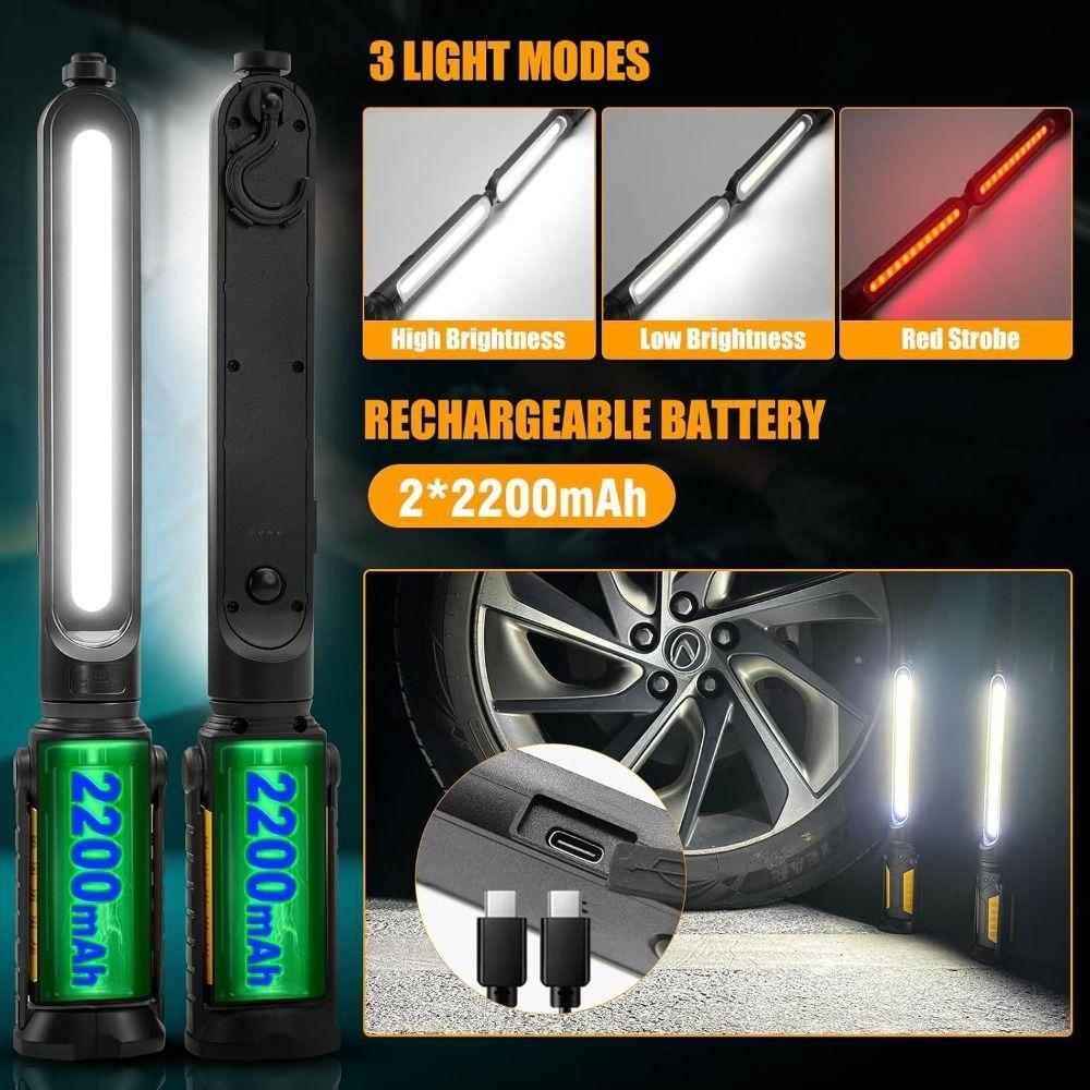 Magnetic Base Work Light Bar 4400mAh Rechargeable COB Charging Light  Maintenance Light