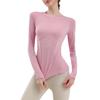 Женский быстросохнущий спортивный топ телесного цвета с длинным рукавом для пилатеса, йоги, бега, езды на велосипеде и фитнеса