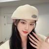 Women's Reversible Wool Beret - Warm Autumn/Winter Hat with Retro Style Logo