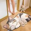 Floor Mat 3D Cartoon Cat Pattern Rug Non-Slip Backing Easy Maintenance Living Room Rug