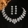 European and American Fashion Exaggerated Rhinestone Necklace and Earring Set Dinner Party Full-Diamond Flower Collarbone Necklace for Women