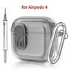 Для Airpods 4 прозрачный чехол с набором для чистки и замком-брелком безопасный мягкий защитный чехол из ТПУ для наушников Airpods 4