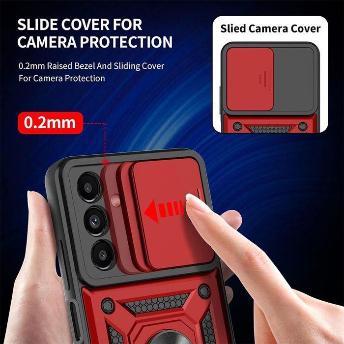 Coque de protection - BOOLING - pour Samsung Galaxy A56 5G - Antichoc - Protection caméra - Rouge - avec 2 Verres Trempés