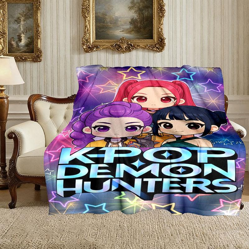 1pc Easy-Care Kpop Demon Hunters Blanket, Perfect for Couch, Bed, Home, Travel & More, Warm & Durable Printed Blanket