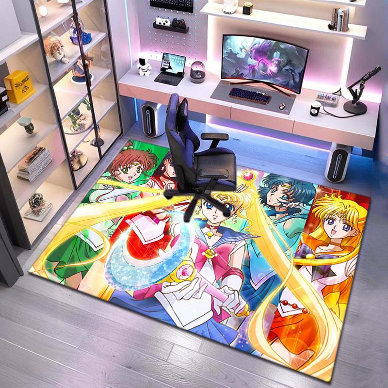 Cute cartoon theme Sailor Moon Tsukino Usagi cartoon rug Multifunctional household anti-slip decorative door mat, outdoor floor mat, and carpet Y5