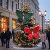 Glitter Coated Artificial Glitter Butterfly Large Size Simulated Butterfly Tree Decor  Party Decor