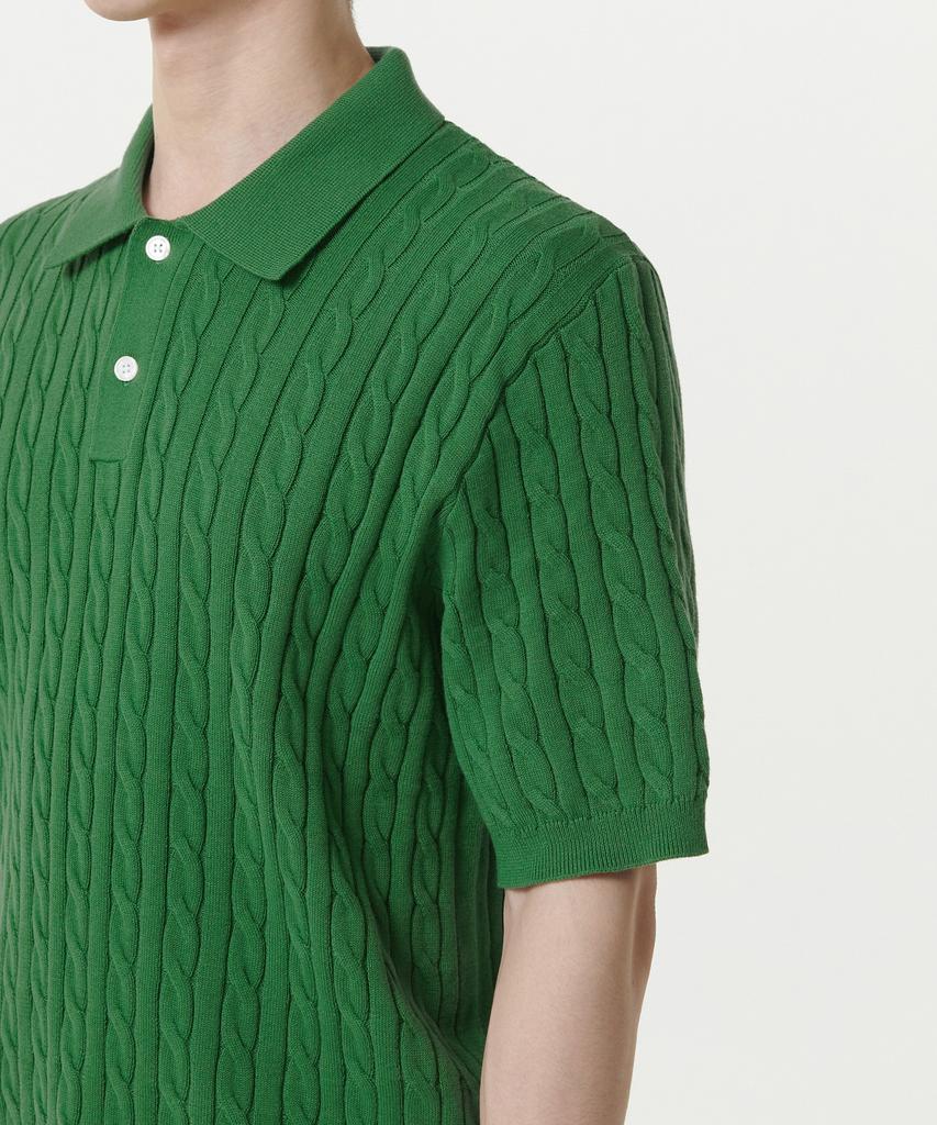 MUSINSA STANDARD Cable Knitted Polo Shirt [Irish Green]