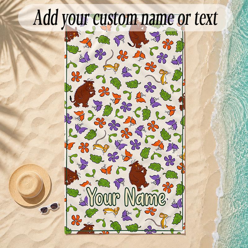 Beach TowelThe Gruffalo Custom Name Text Personalized Soft Towel for Beach Pool Indoor Home Decor Gift