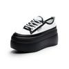 Fashion 9cm Cow Genuine Leather New Autumn Summer Spring Platform Wedges Vulcanized Lace Up Casual Women Chunky Sneakers Lady Shoes