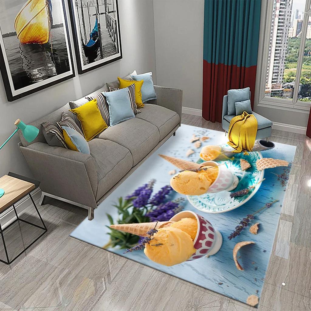 Ковер Мороженое Десертный Узор Коврики для Гостиной Детской Спальни Коврик для Веранды Кухонные Нескользящие Коврики Декор Прихожей Ковер