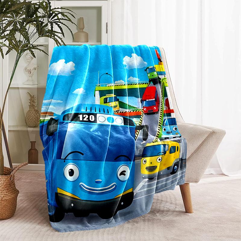 1pc Blanket Tayo the Little Bus Print Design, Lightweight Blanket for Sofa, Bed- Soft &Warm, Gift for All Seasons like Christmas, Halloween